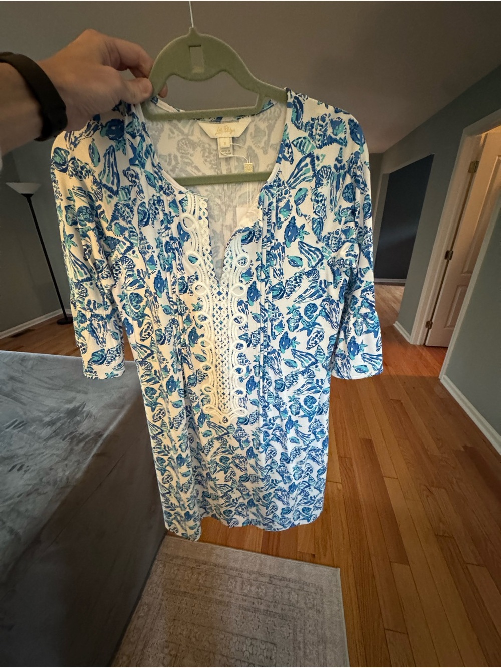 Lilly Pulitzer NWT- Krysta Tunic blue Shell Print Dress, Size S - Picture 8 of 9